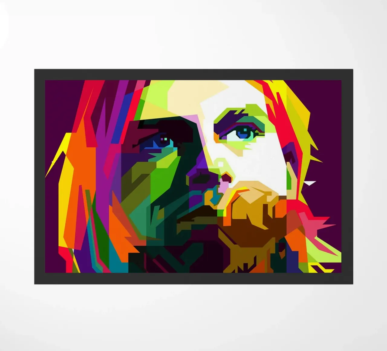 Kurt Cobain Grunge Singer WPAP Trending Now doormat by Artkreator