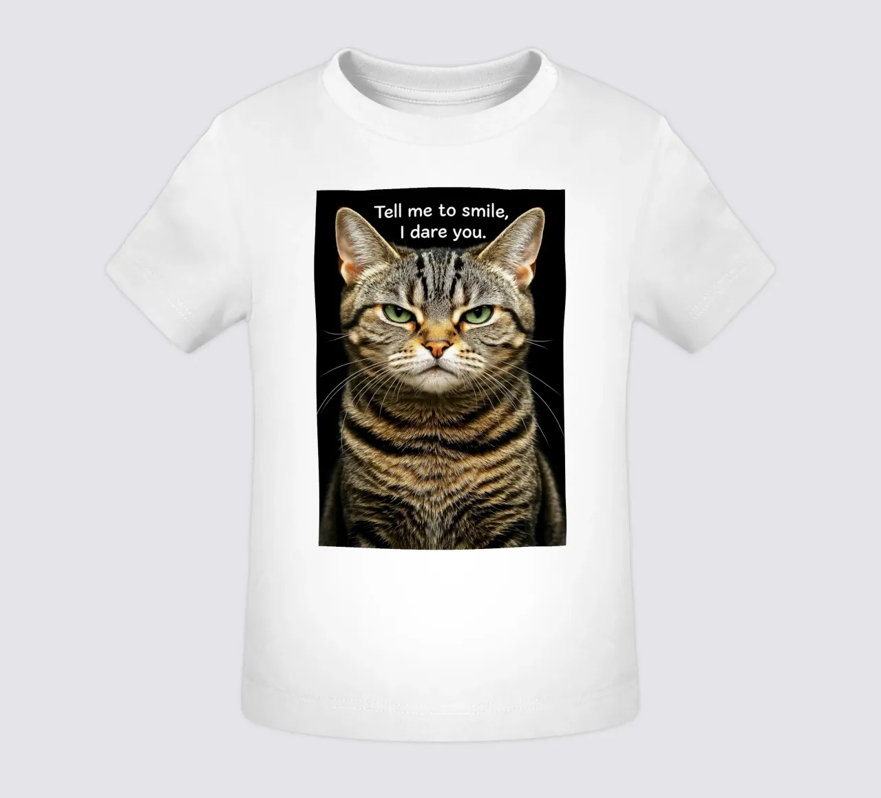 Gatto dimmi di sorridere, ti sfido maglietta neonato da the gindils