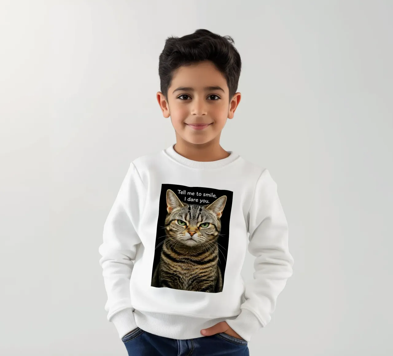 Gatto dimmi di sorridere, ti sfido felpa bambino da the gindils
