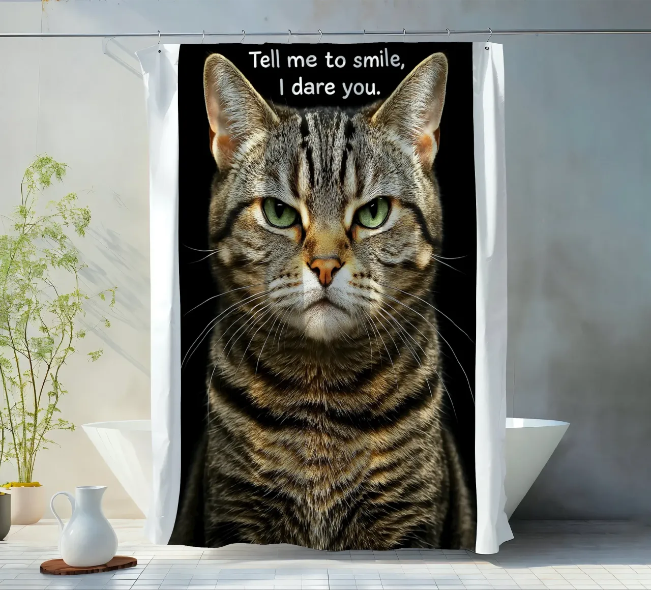 Gatto dimmi di sorridere, ti sfido tenda da doccia da the gindils