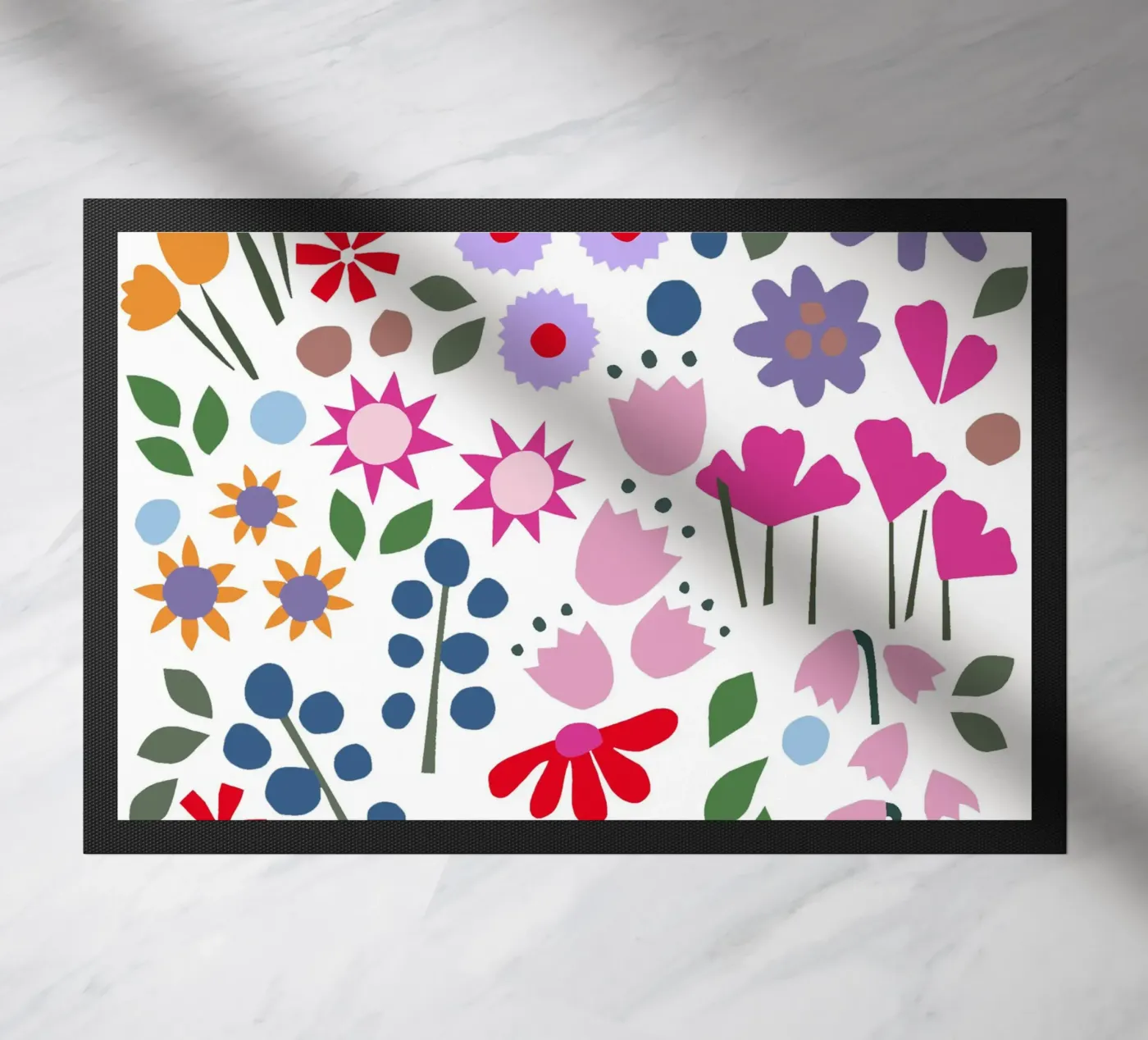 Millefleur Muster hellblau doormat by Iris Knabenschuh Design