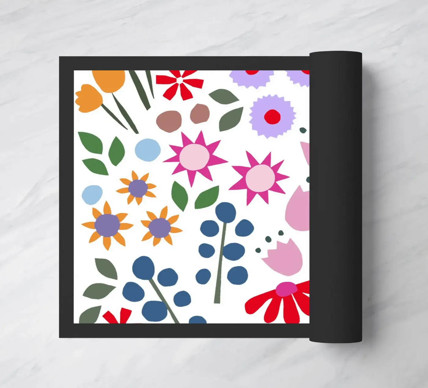 Millefleur Muster hellblau doormat by Iris Knabenschuh Design
