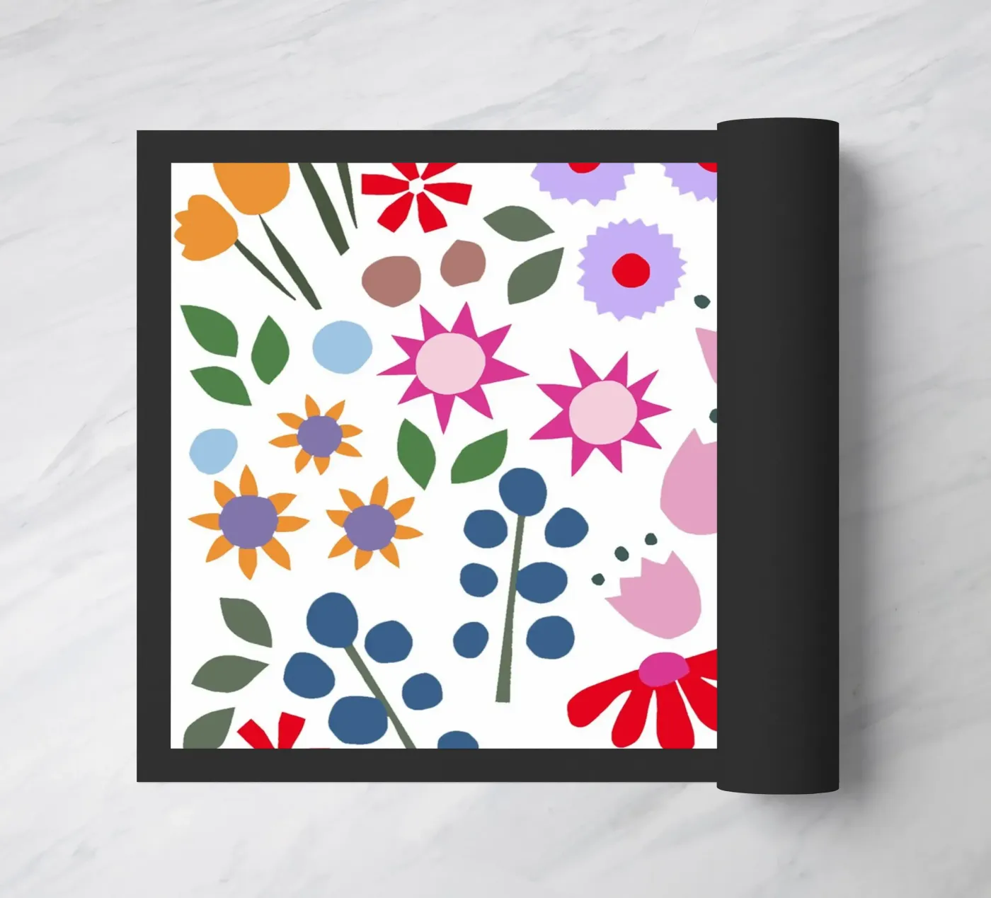 Millefleur Muster hellblau doormat by Iris Knabenschuh Design