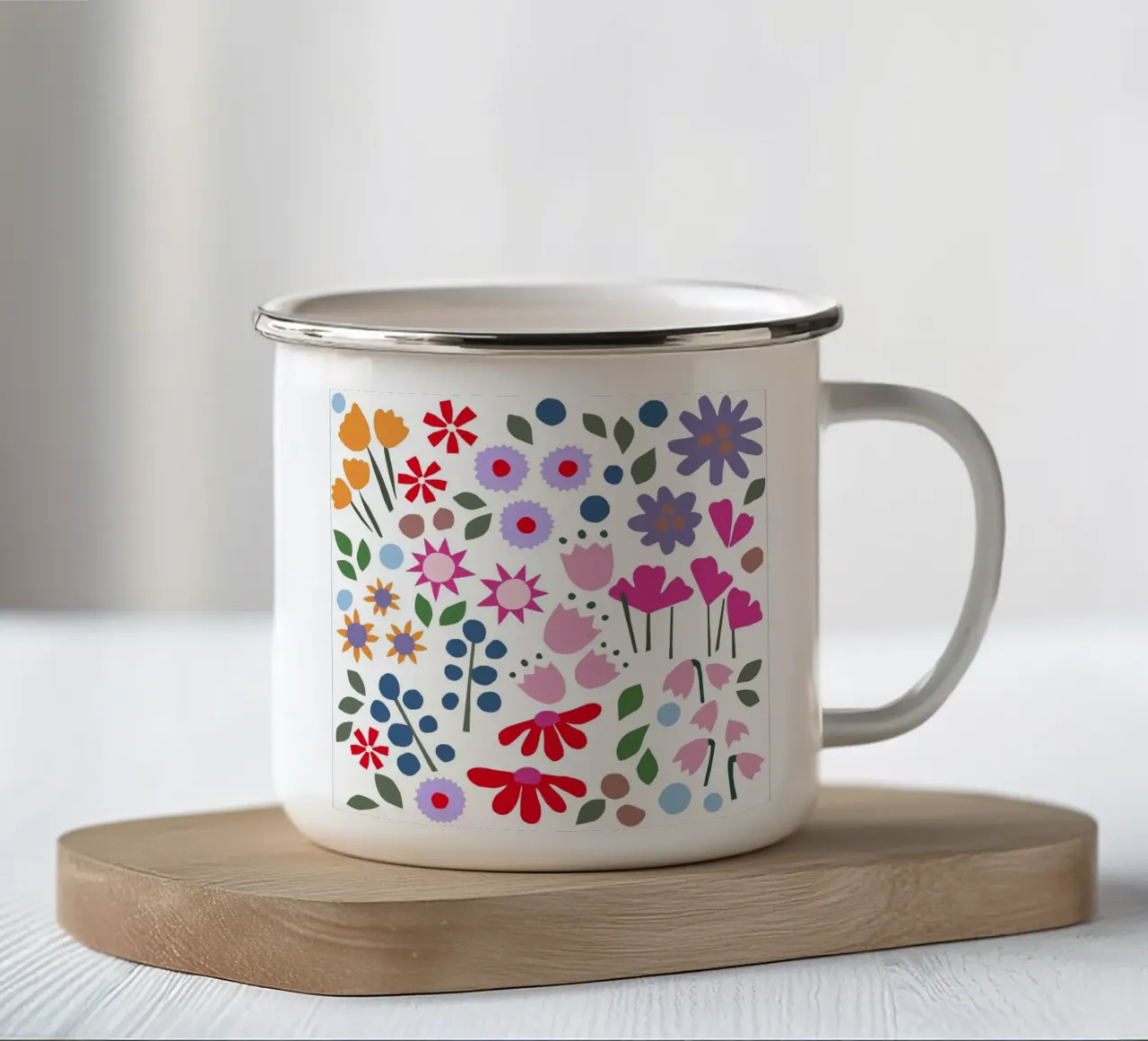 Millefleur Muster hellblau tazza in smalto da Iris Knabenschuh Design