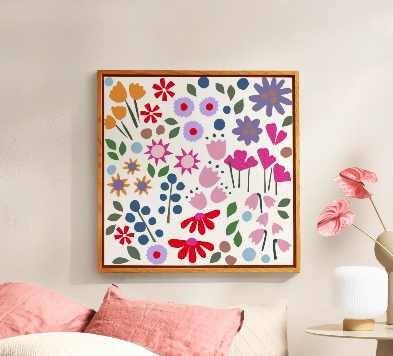 Millefleur Muster hellblau plexiglass da Iris Knabenschuh Design