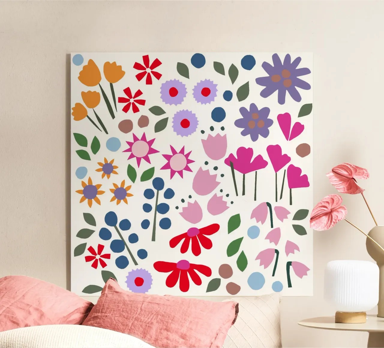 Millefleur Muster hellblau plexiglass da Iris Knabenschuh Design