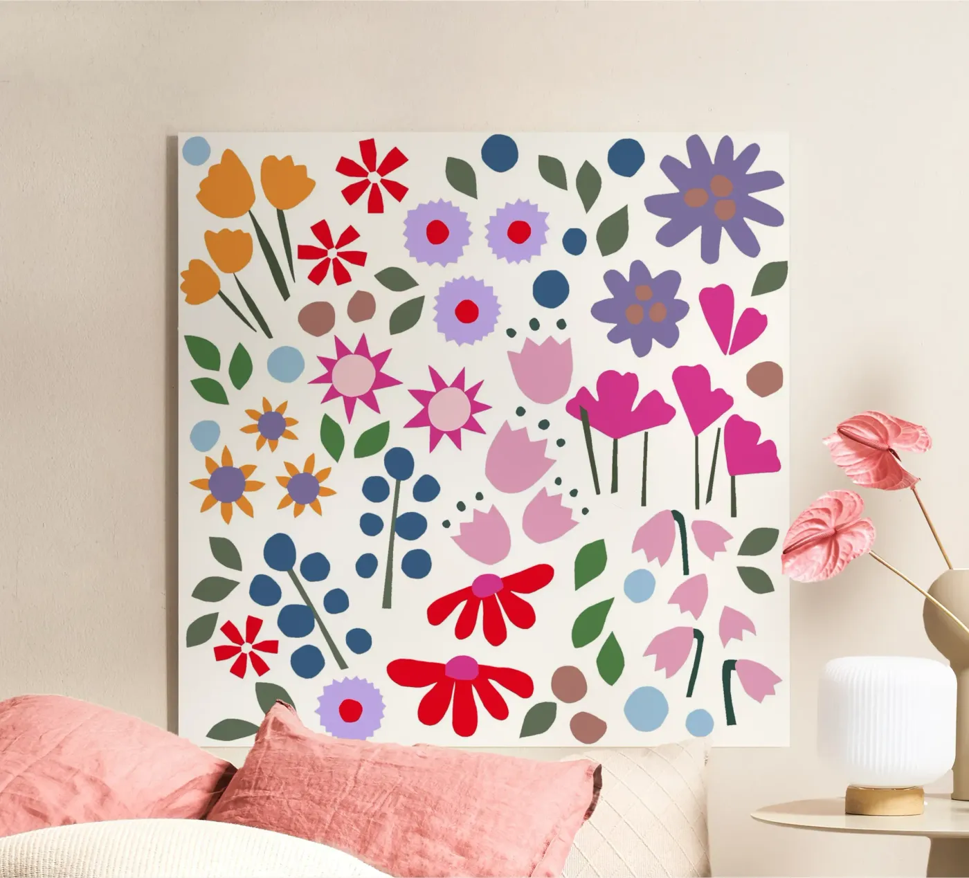 Millefleur Muster hellblau Acryl-Glas von Iris Knabenschuh Design