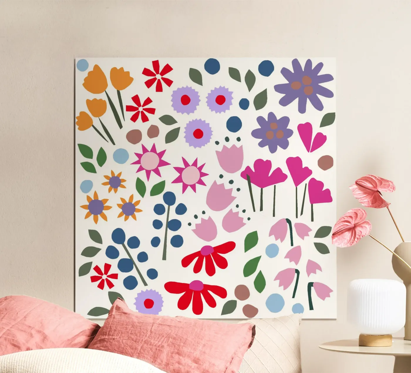 Millefleur Muster hellblau poster da Iris Knabenschuh Design