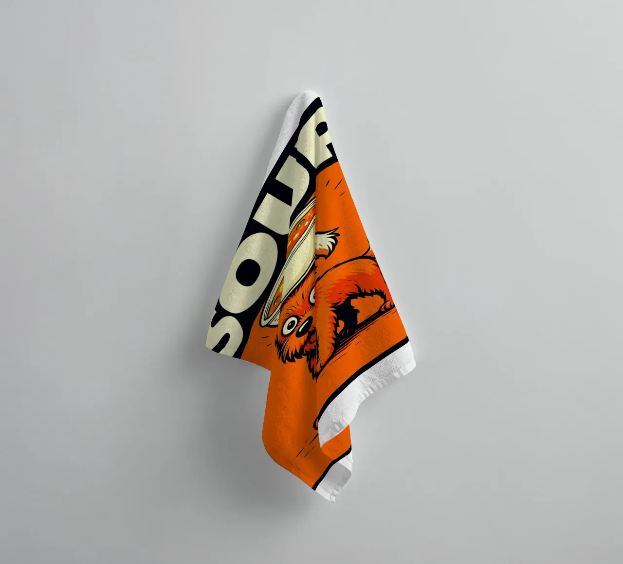 Dog balancing soup towel by the gindils