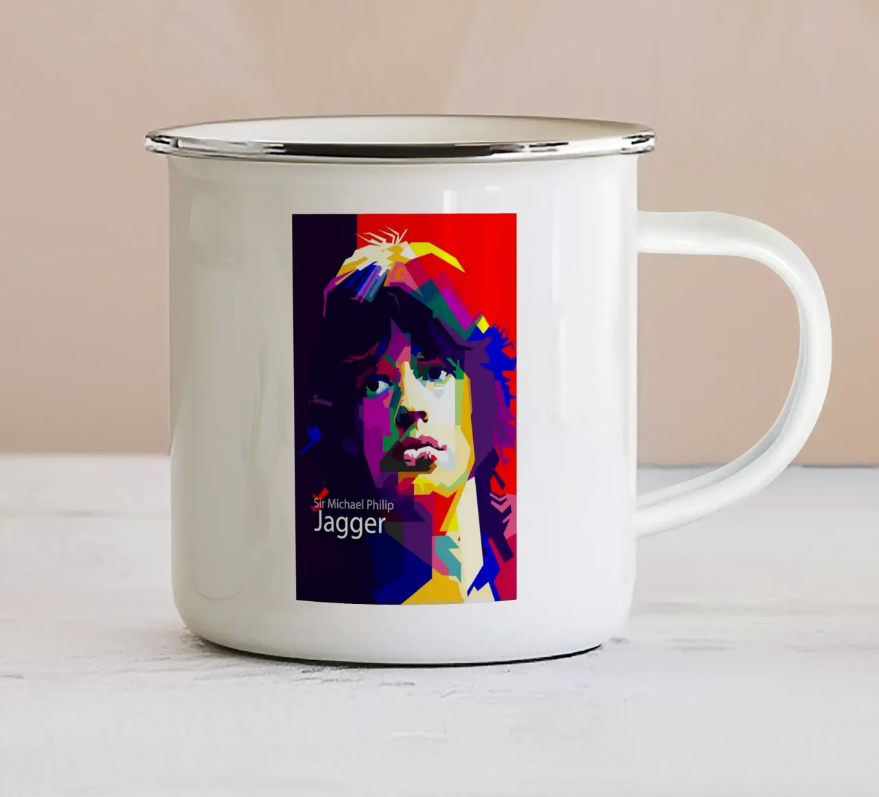 Mick Jagger Musica Rock And Roll di tendenza ora tazza in smalto da Artkreator
