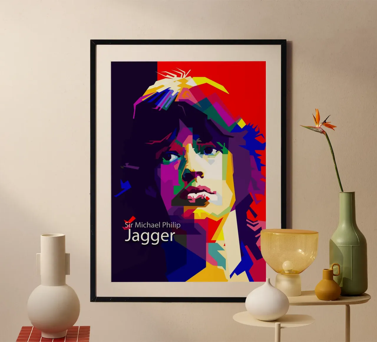 Mick Jagger Musica Rock And Roll di tendenza ora poster con telaio in alluminio da Artkreator