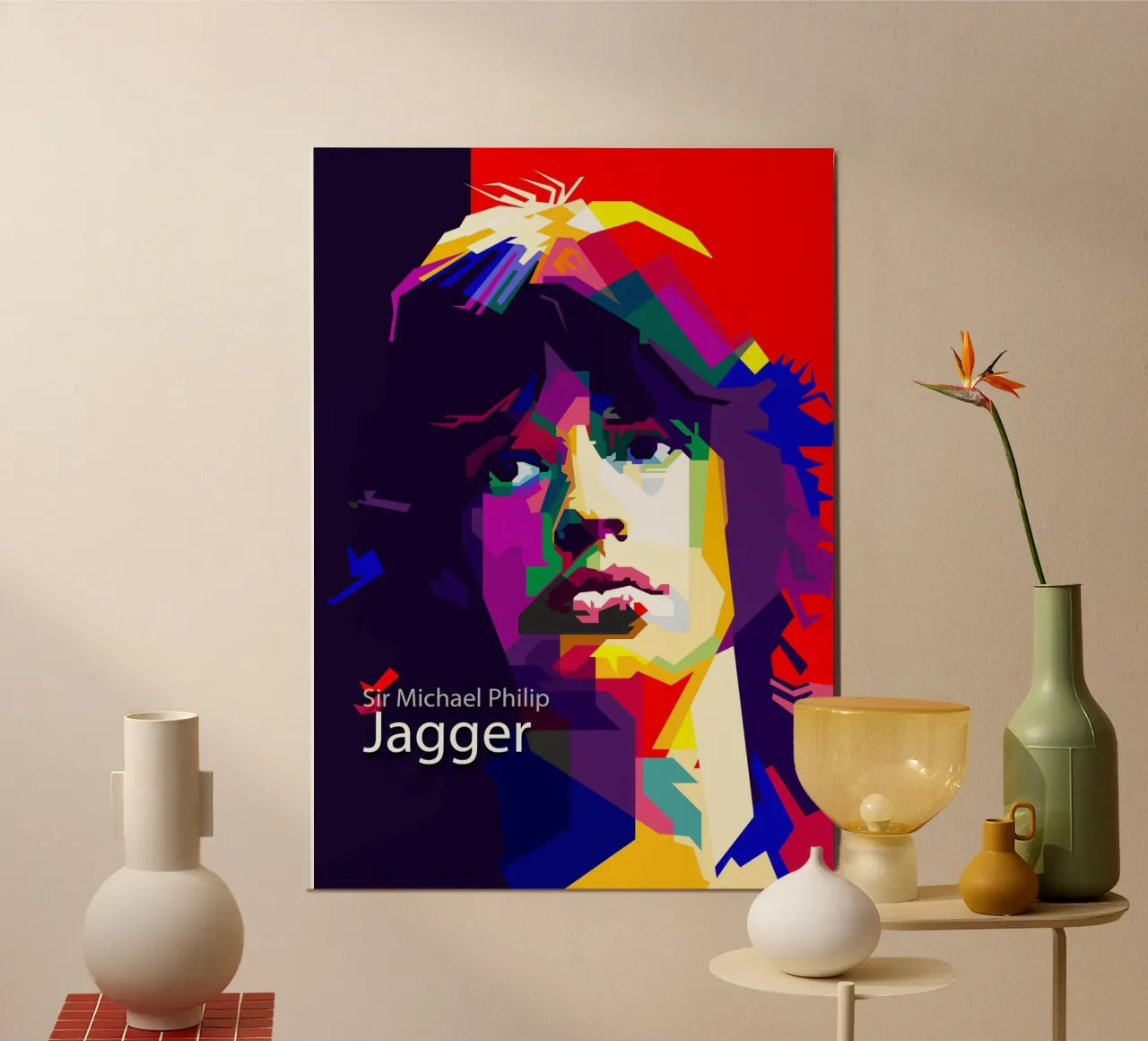 Mick Jagger Musica Rock And Roll di tendenza ora poster con telaio in alluminio da Artkreator