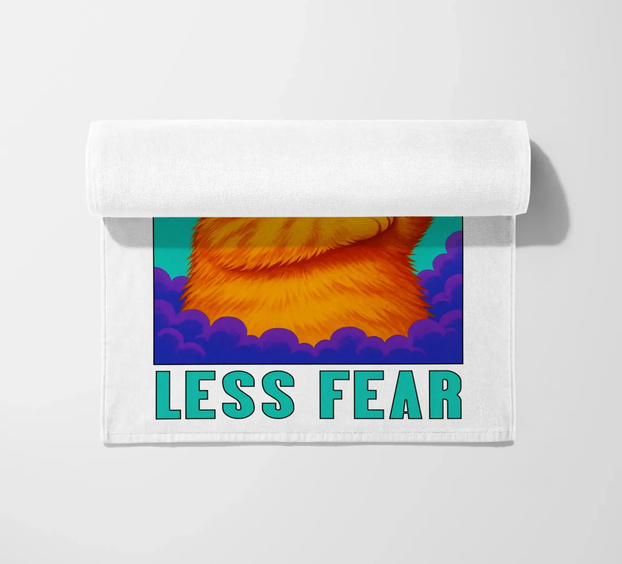 Funny Cool Cat More Cheer Less Fear Art beach towel by the gindils