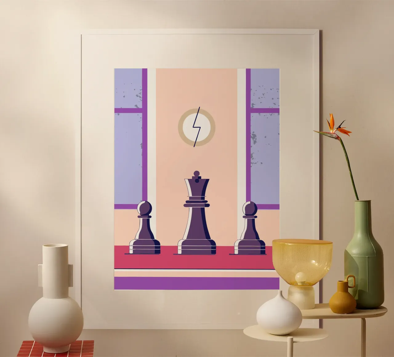 Re e pedone degli scacchi poster con telaio in plastica da TODAY'S SHOP