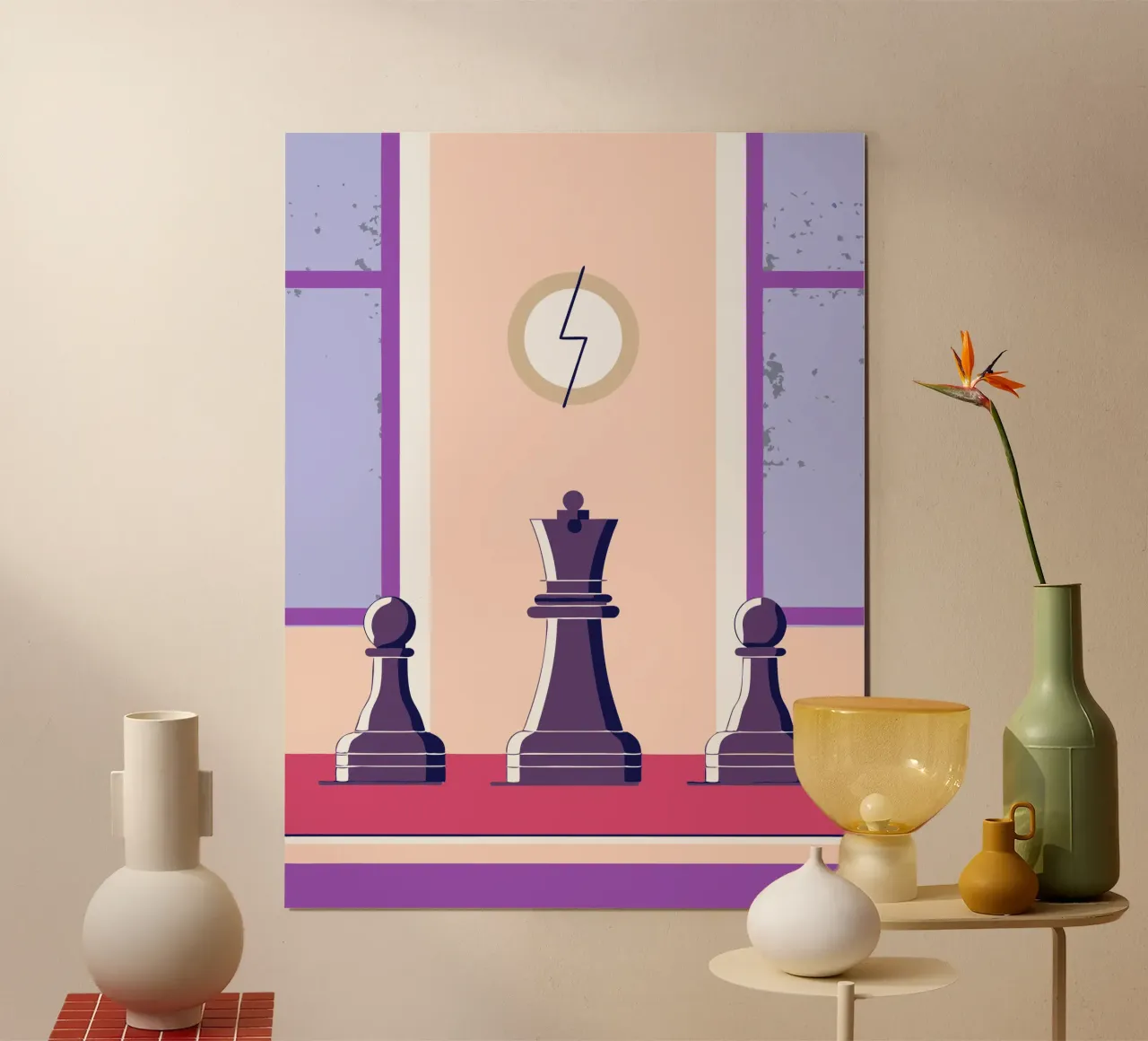 Re e pedone degli scacchi poster con telaio in plastica da TODAY'S SHOP