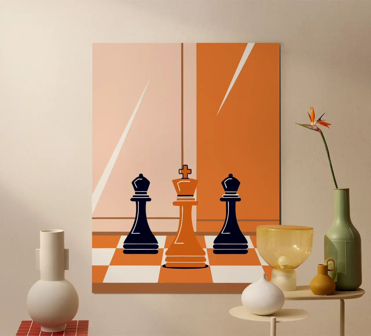 Re e pedone degli scacchi poster con telaio in alluminio da TODAY'S SHOP