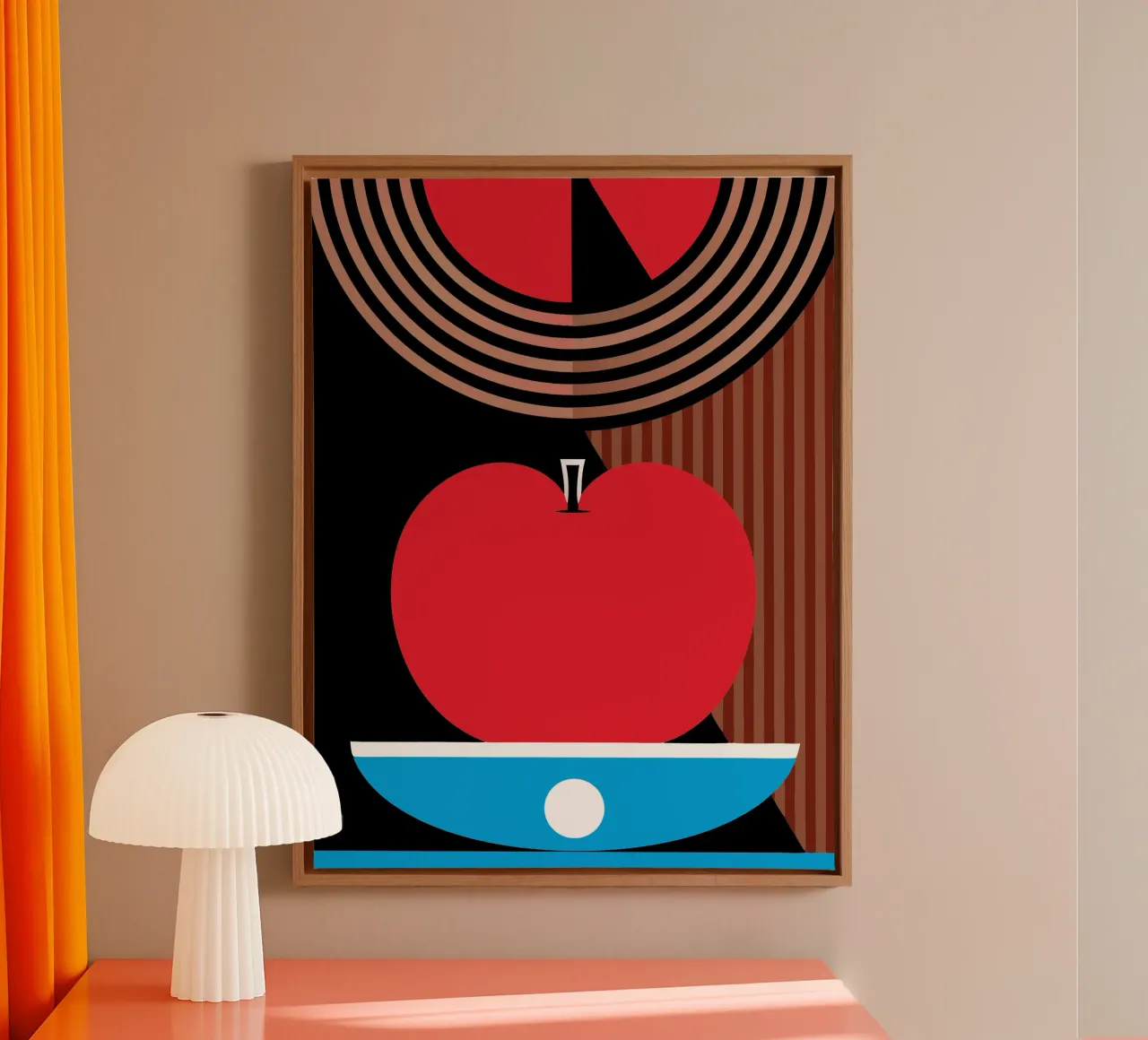 Moderne appel canvas met Baklijst van LOOK DIFFERENT