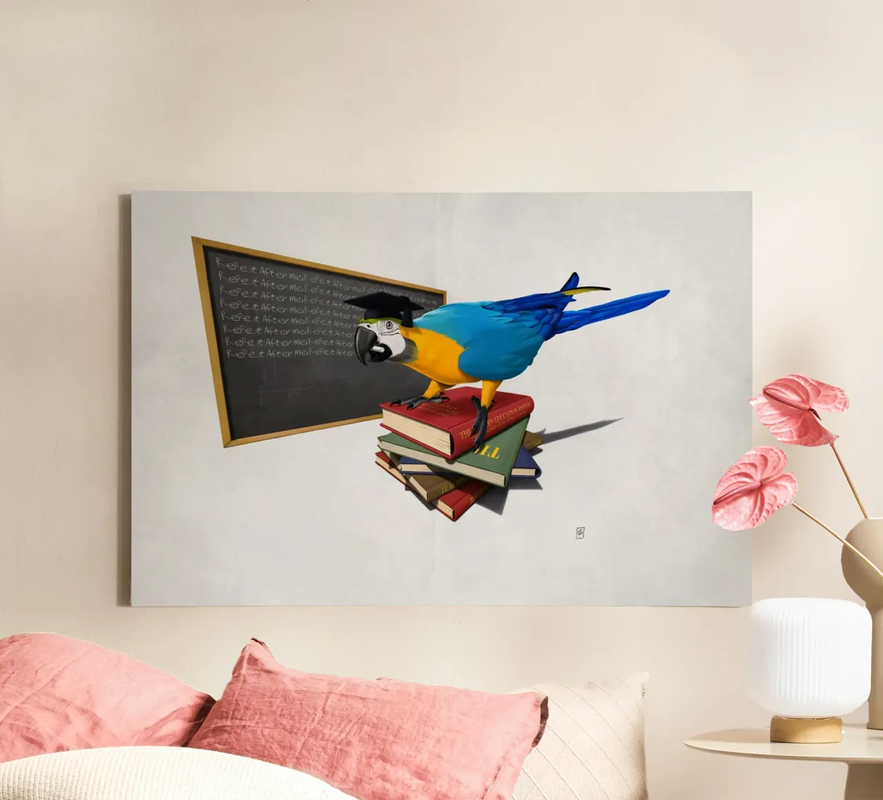 Repeat (Wordless) canvas van Rob Art | Illustration