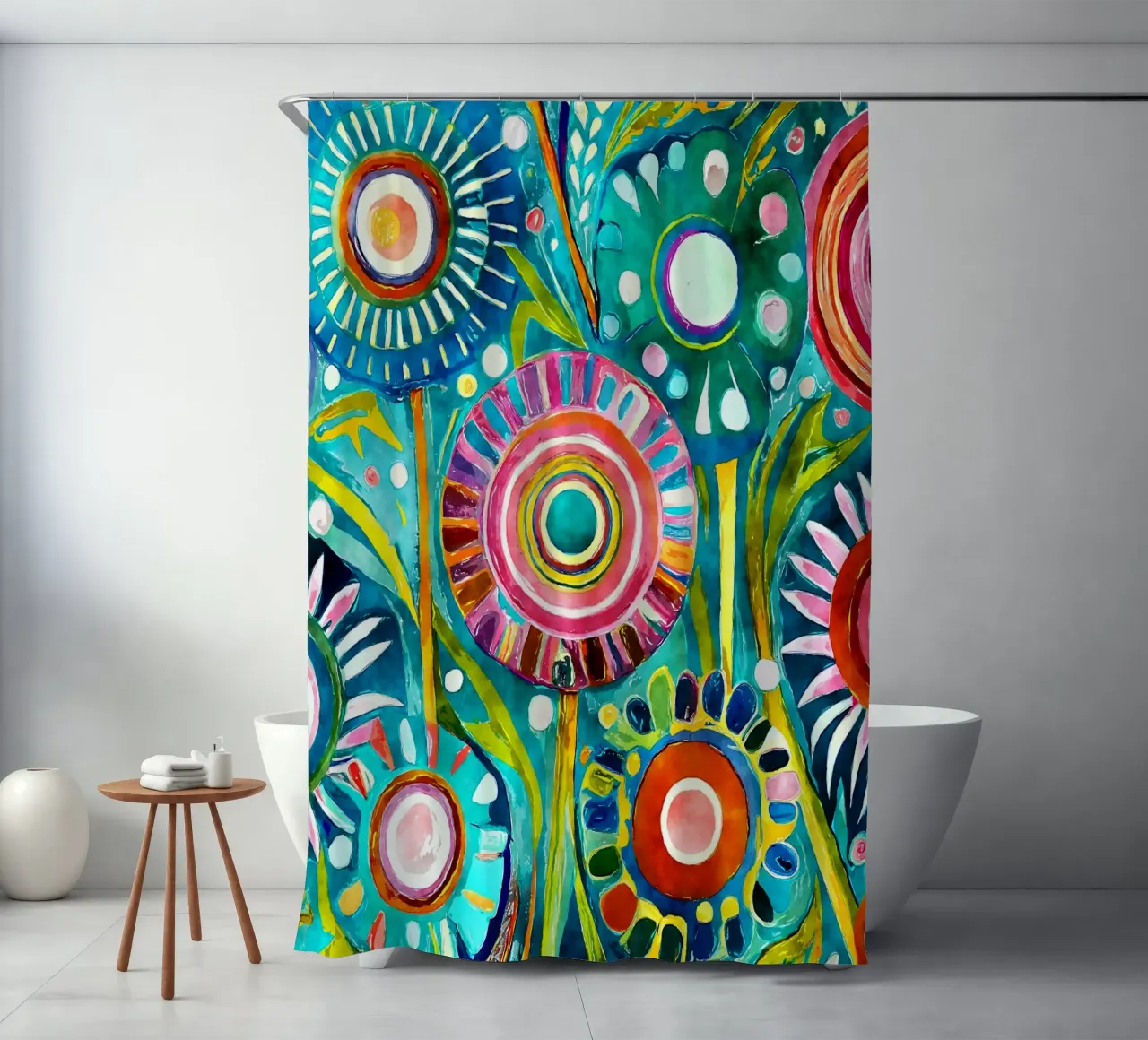 Funky Dandelions shower curtain by Botanical Pattern House