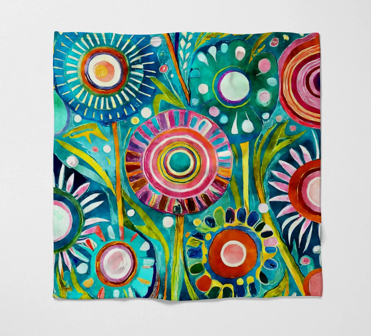 Funky Dandelions fleece blanket by Botanical Pattern House