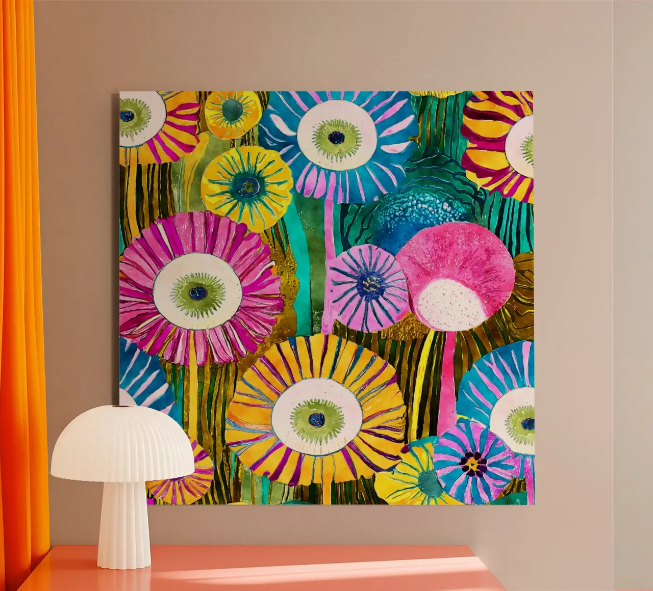 Funky Löwenzahn Alu-Dibond von Botanical Pattern House