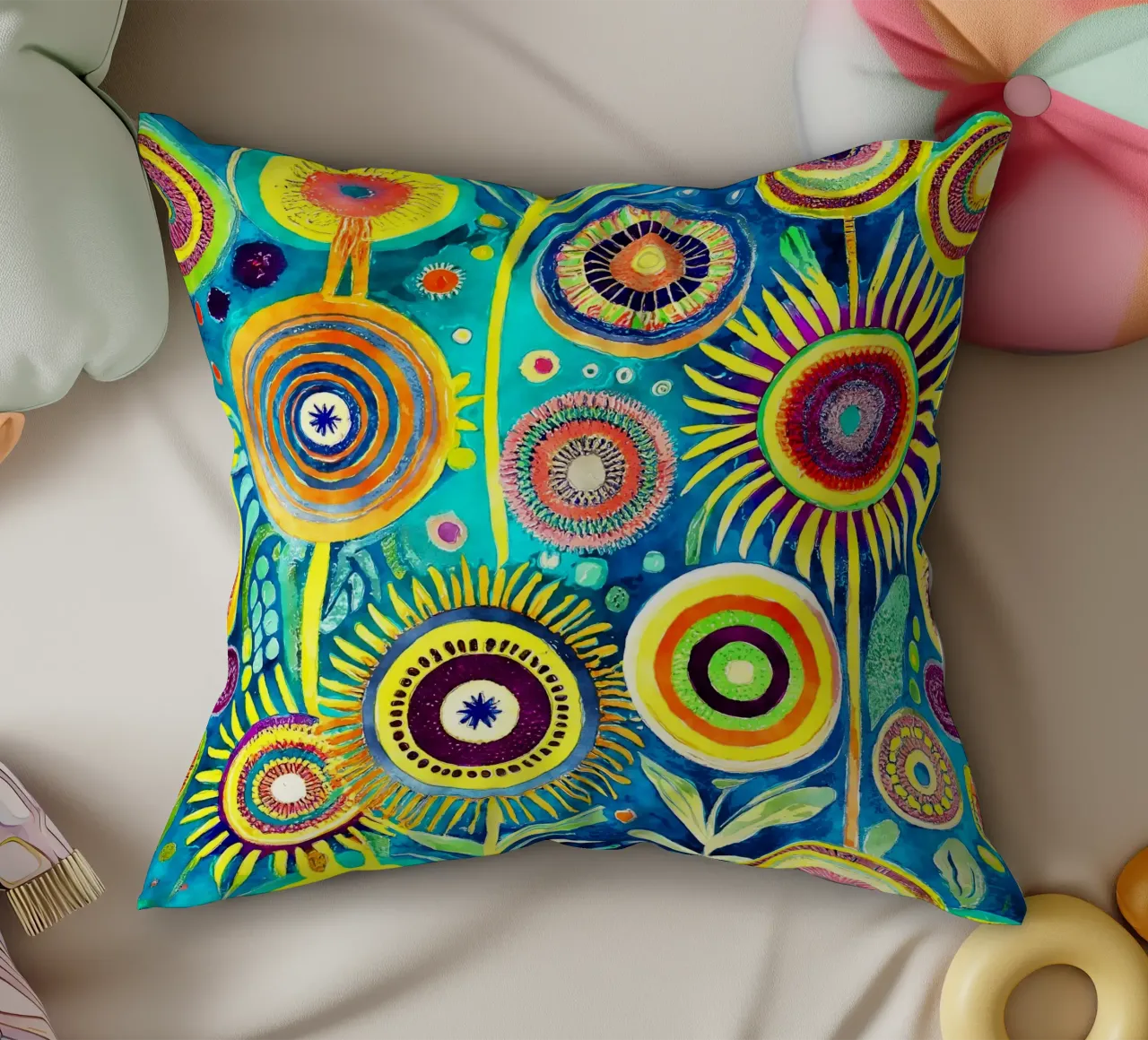 Funky Dandelions decorative cushion by Botanical Pattern House