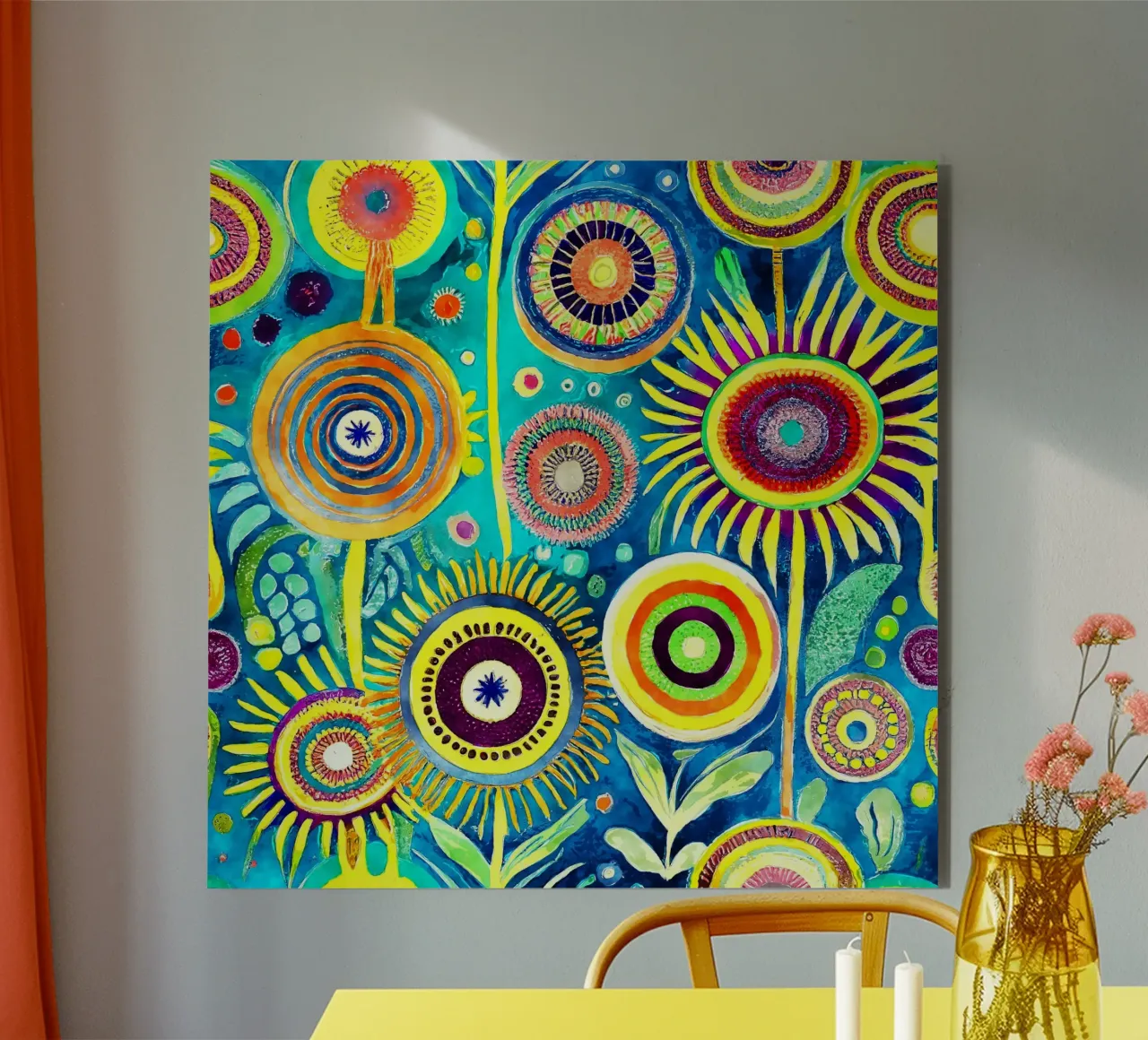 Funky Dandelions alu-dibond by Botanical Pattern House
