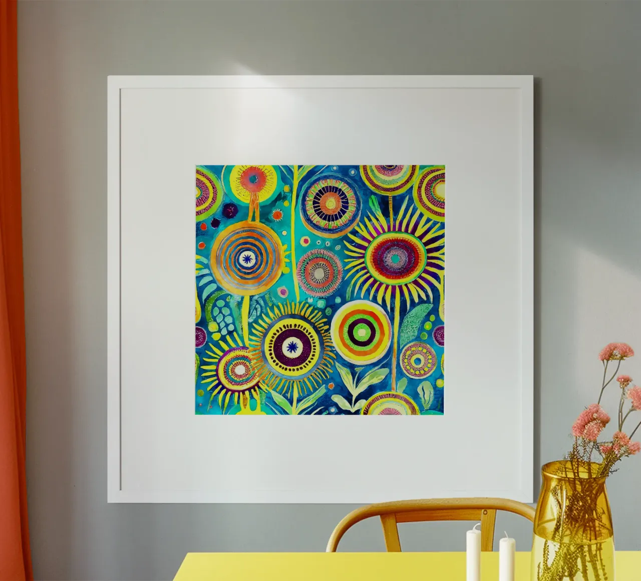 Denti di leone divertenti poster con telaio in legno da Botanical Pattern House