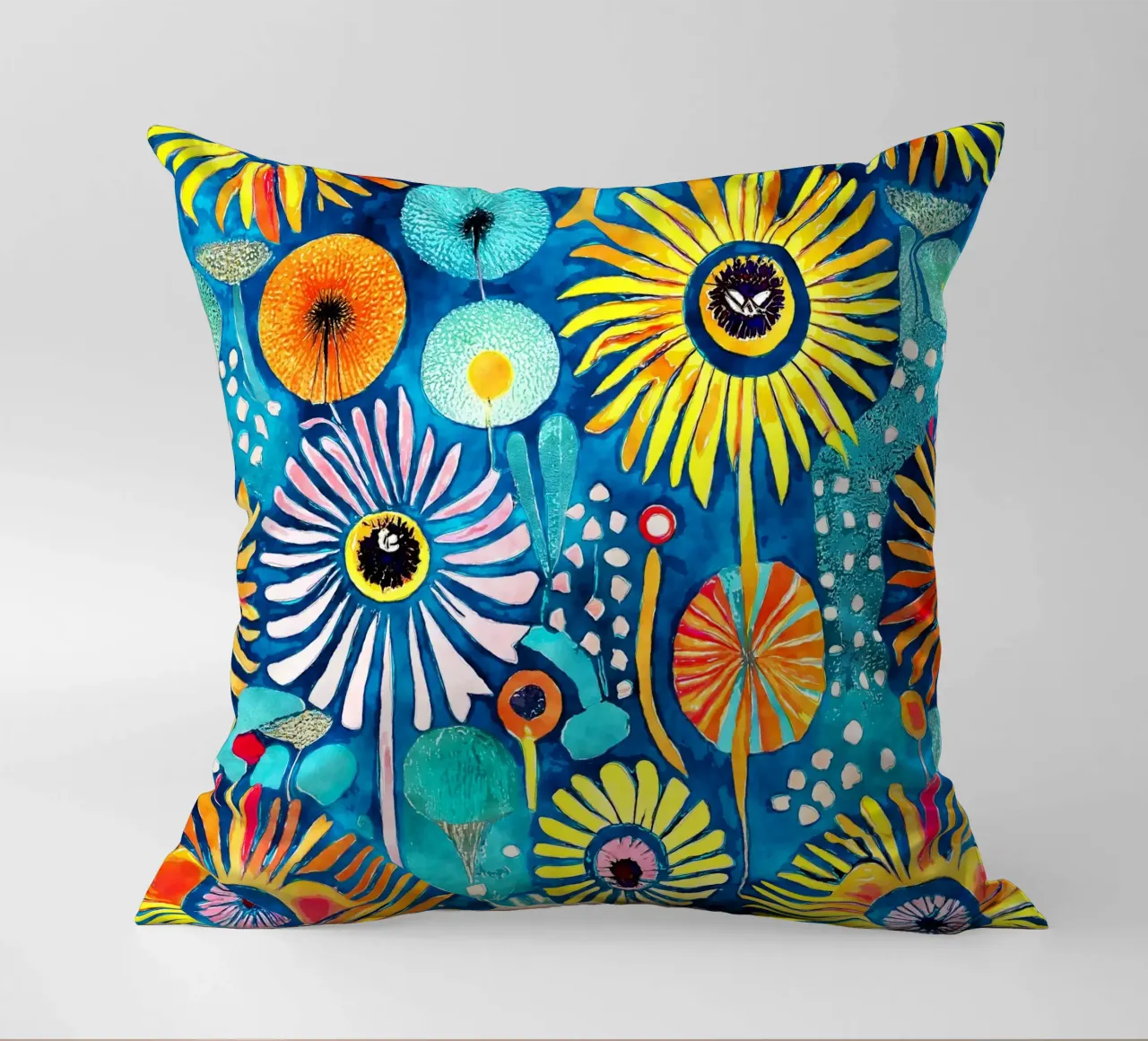 Funky Dandelions decorative cushion by Botanical Pattern House