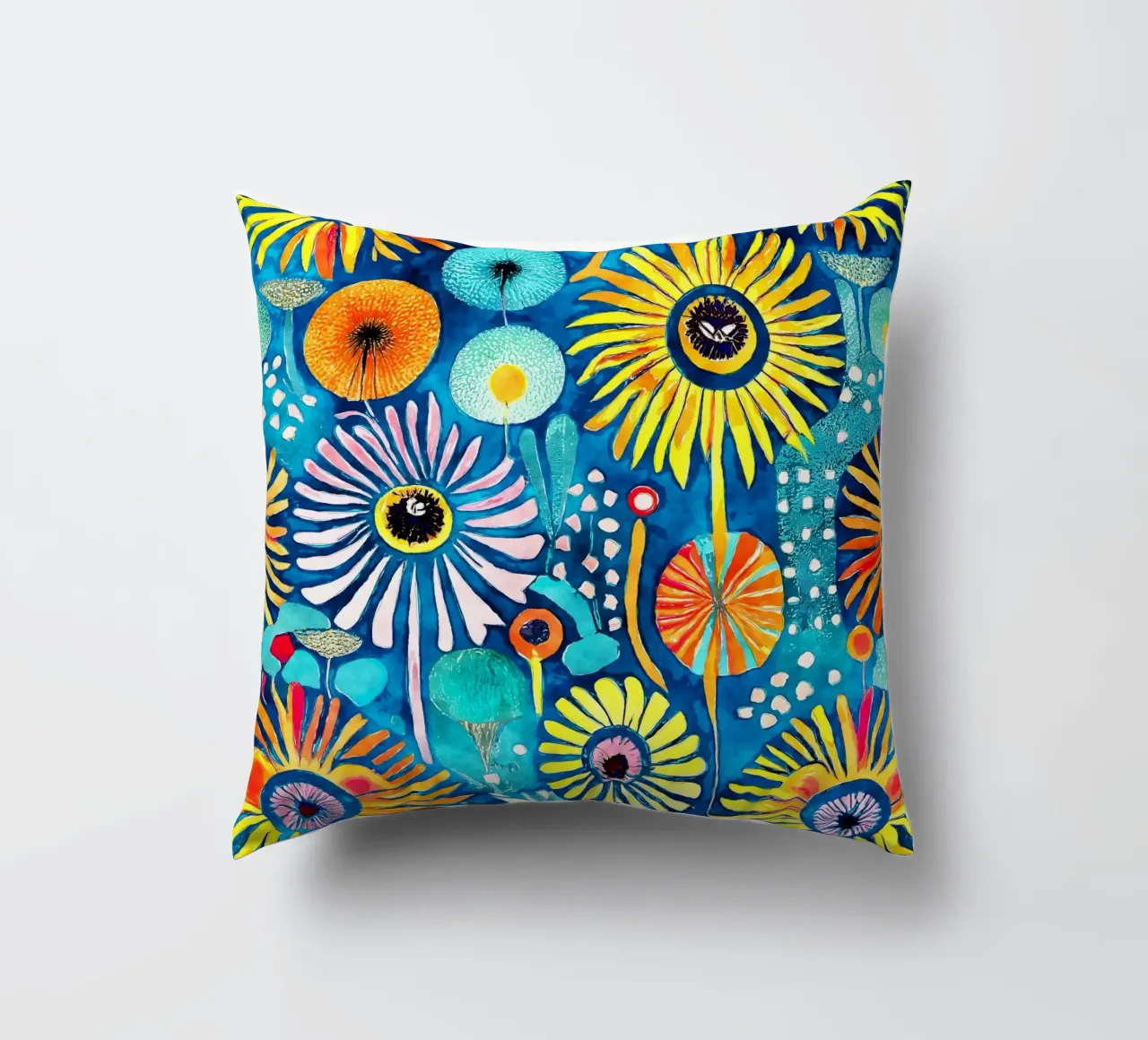 Funky Dandelions decorative cushion by Botanical Pattern House