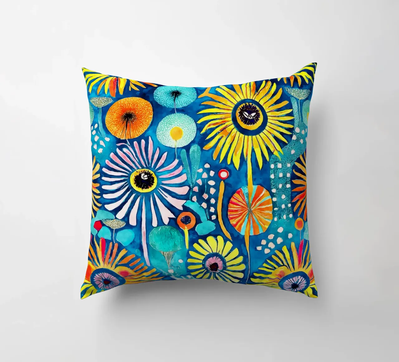 Funky Dandelions decorative cushion by Botanical Pattern House