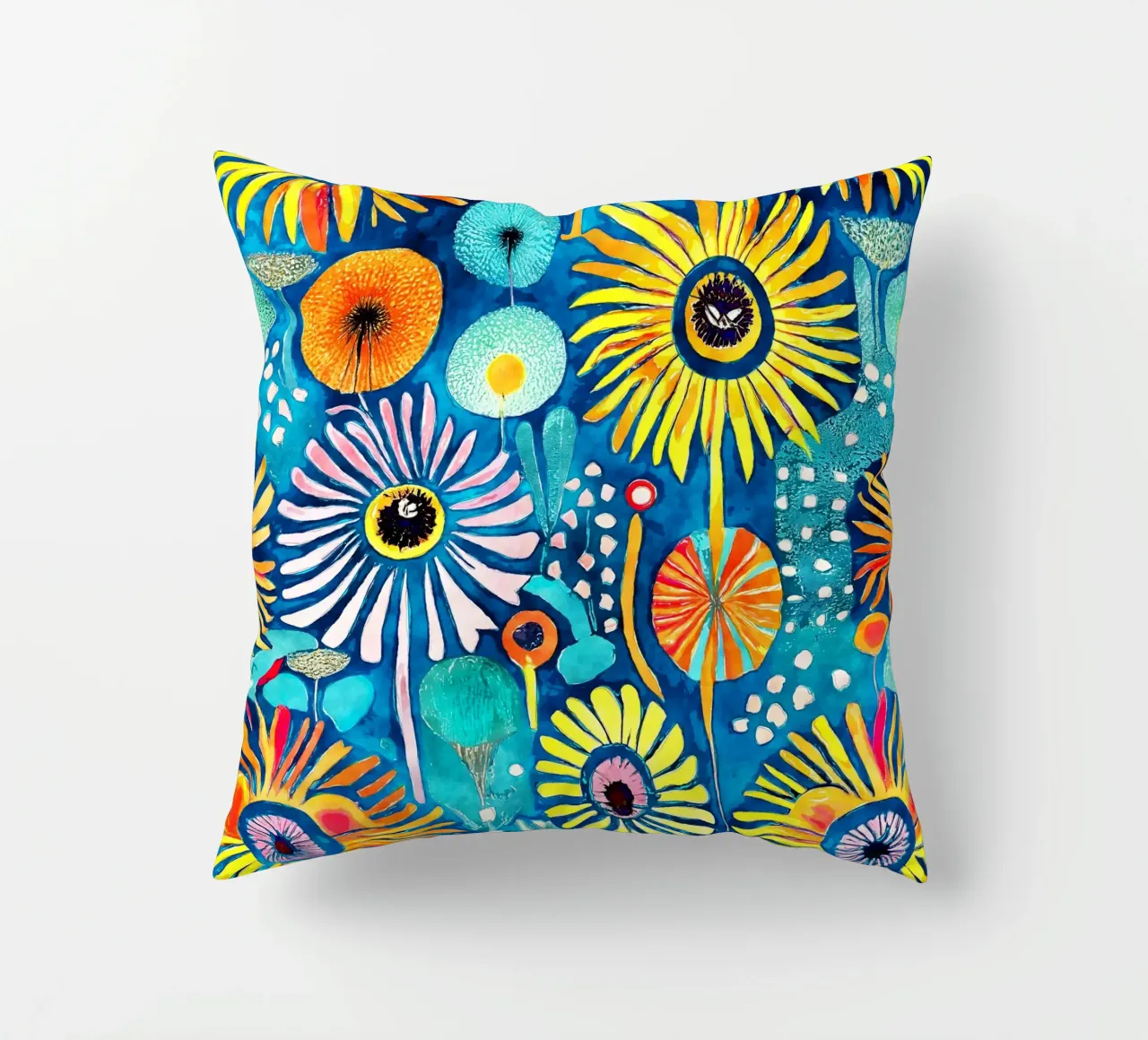 Funky Dandelions decorative cushion by Botanical Pattern House