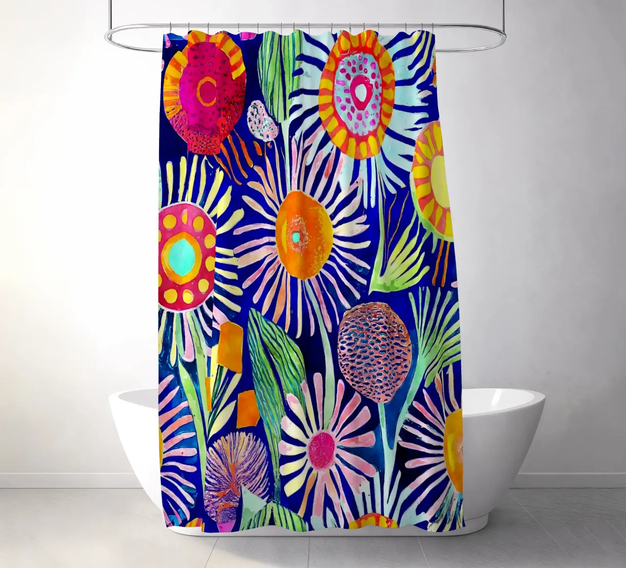 Funky Dandelions shower curtain by Botanical Pattern House
