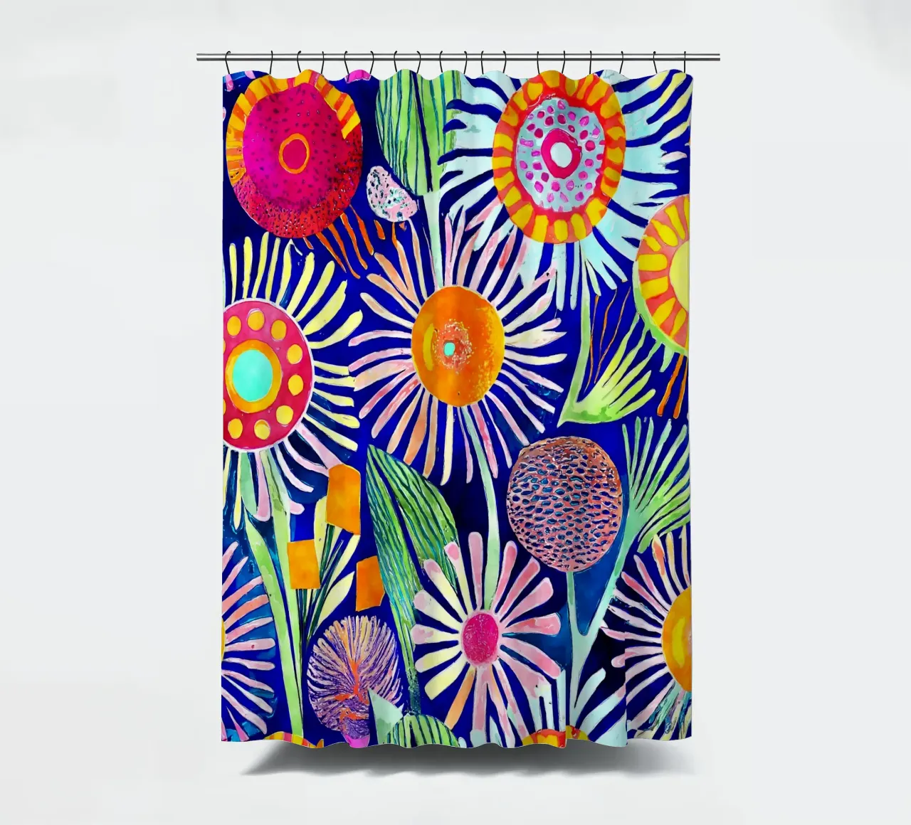 Funky Dandelions shower curtain by Botanical Pattern House