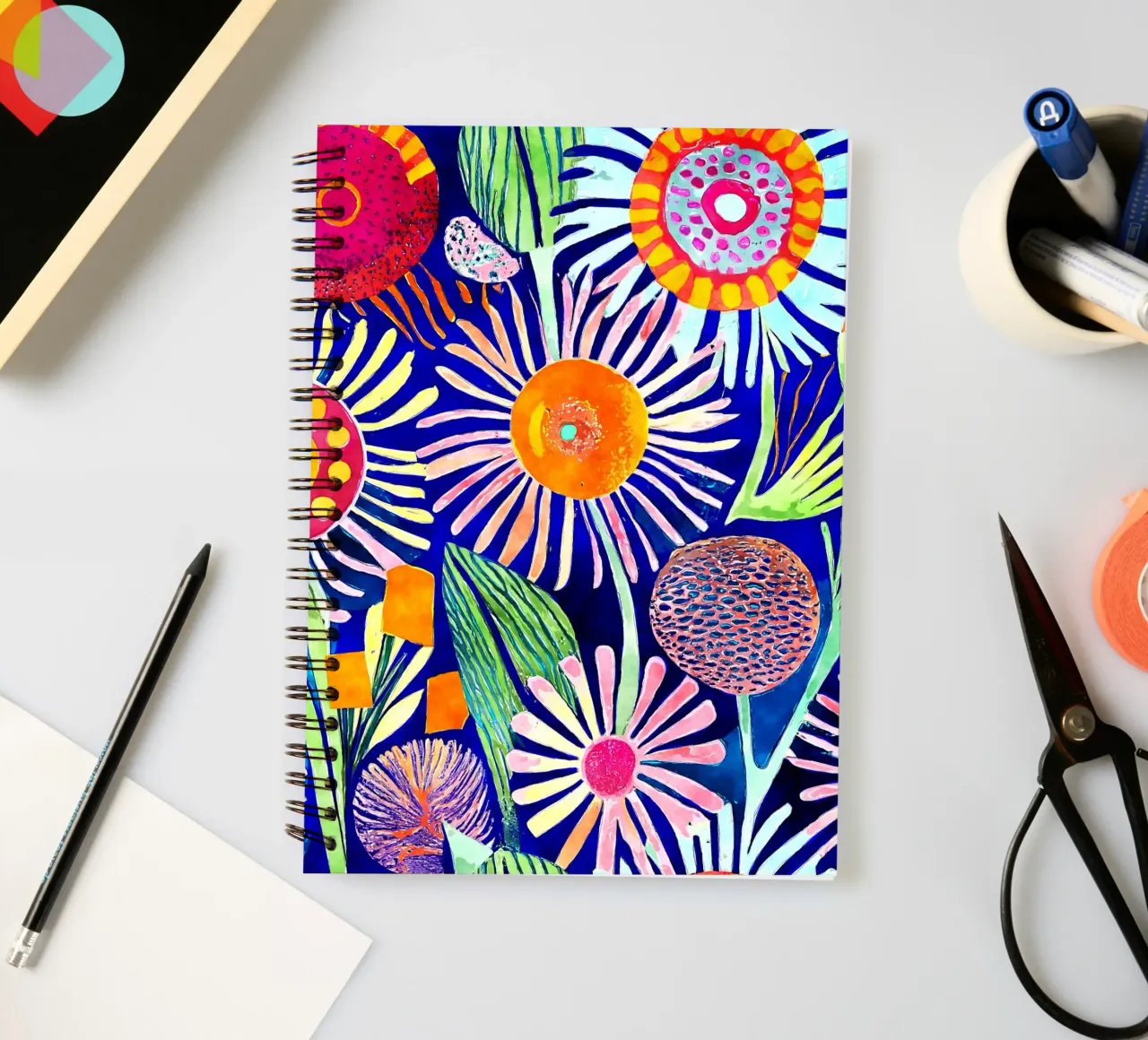 Funky paardenbloemen notitieboek met spiraal van Botanical Pattern House