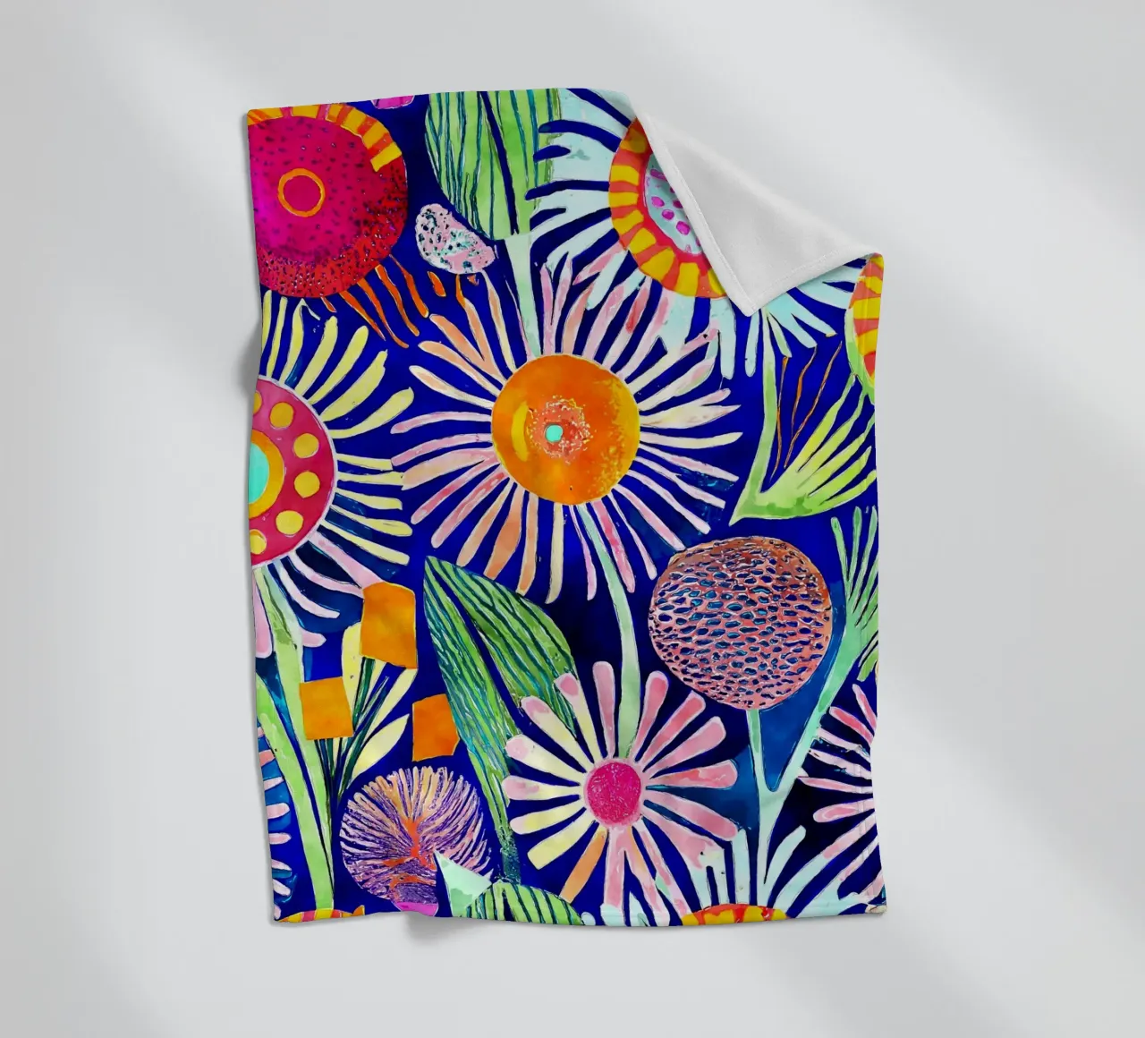 Funky Dandelions fleece blanket by Botanical Pattern House