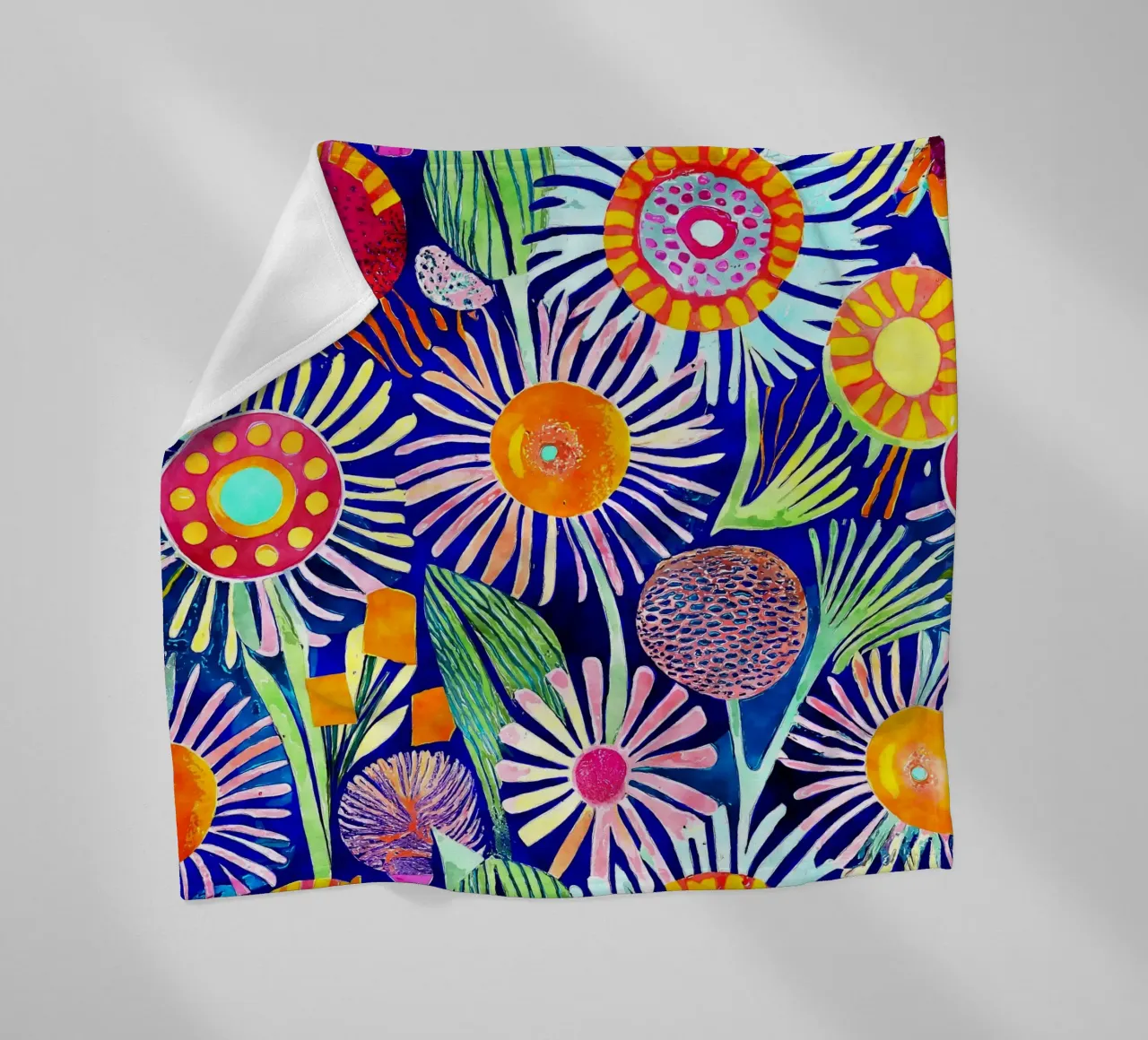 Funky Dandelions fleece blanket by Botanical Pattern House