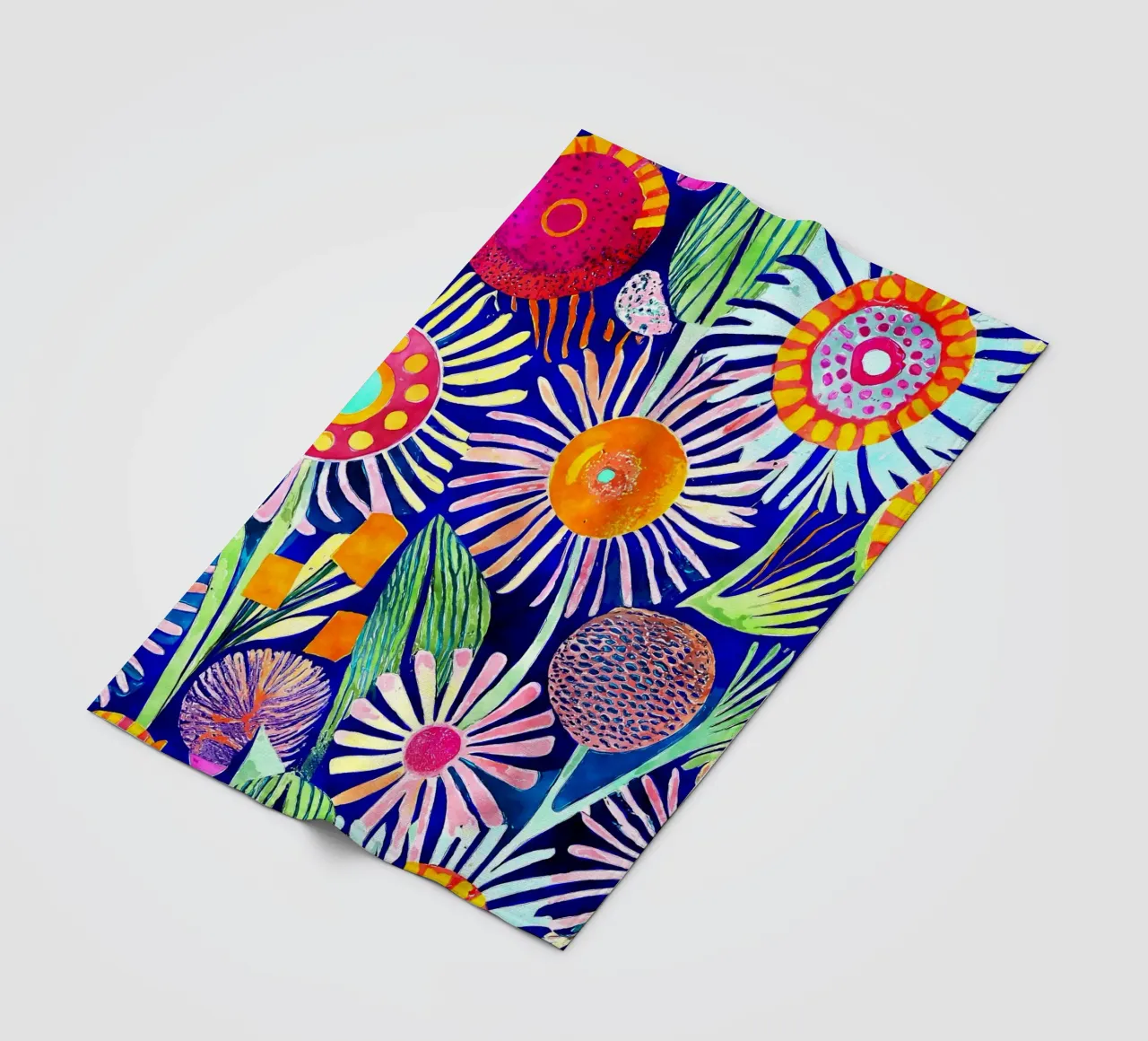 Funky Dandelions fleece blanket by Botanical Pattern House