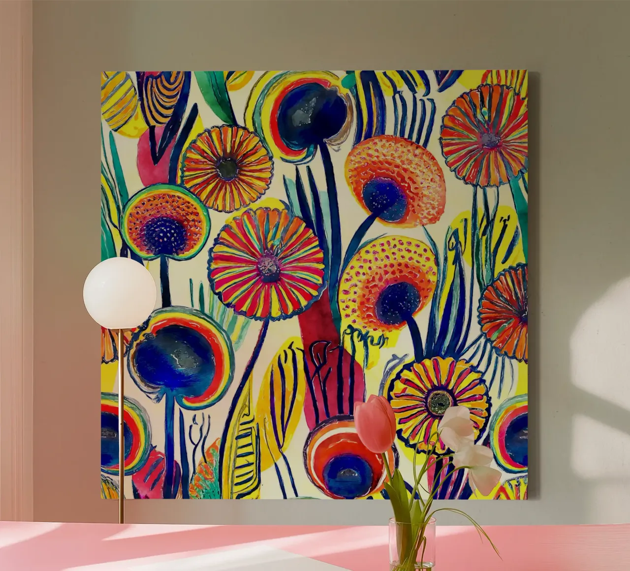 Funky Dandelions canvas by Botanical Pattern House