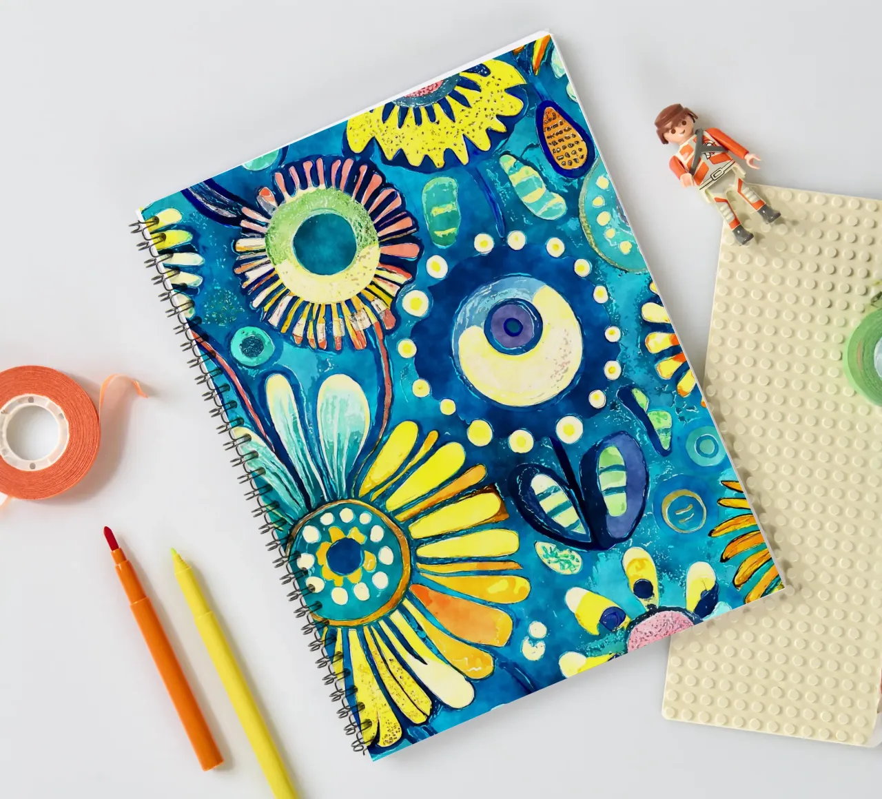 Funky Dandelions spiral notebook by Botanical Pattern House