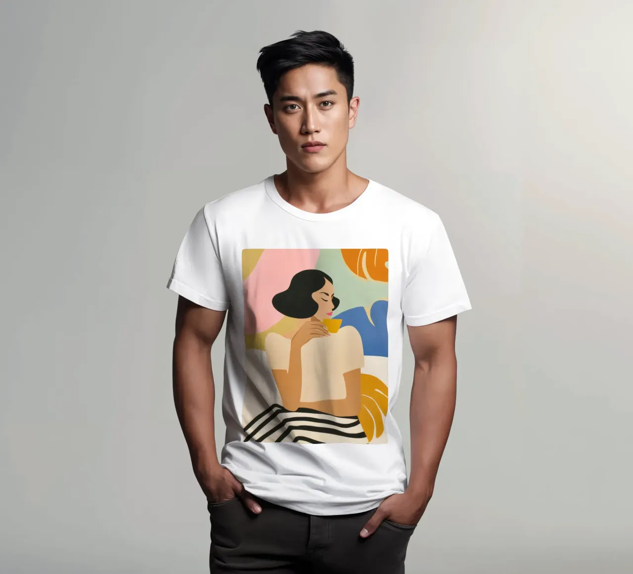 Mujer disfrutando de un espresso | Ilustración de moda camiseta de Autofocus