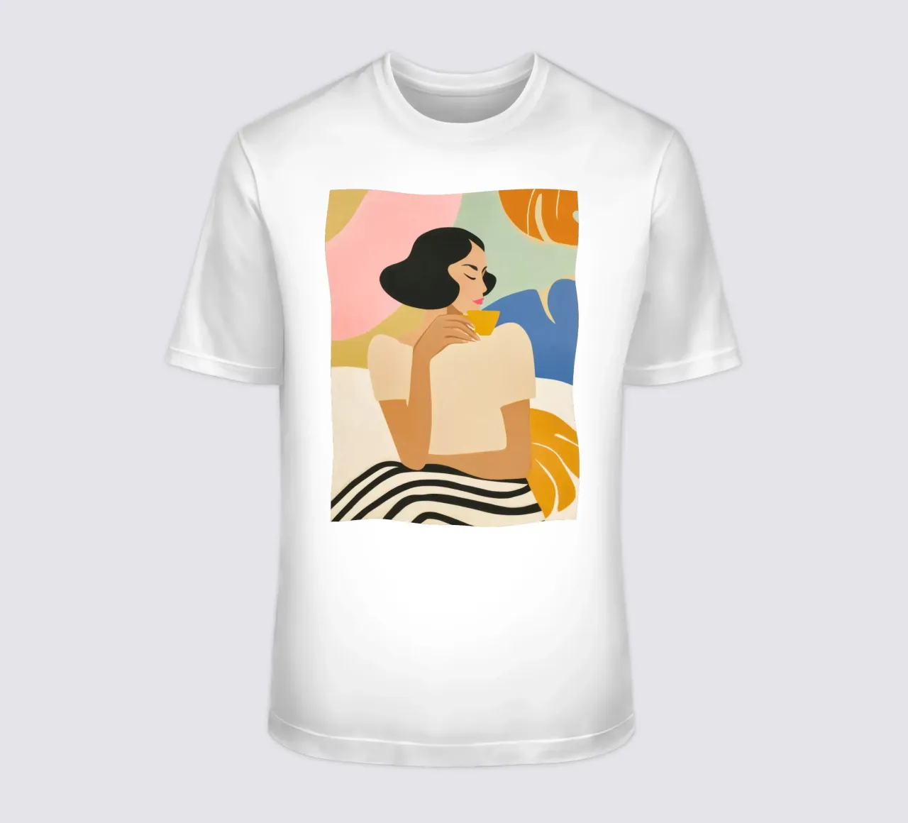 Mujer disfrutando de un espresso | Ilustración de moda camiseta de Autofocus