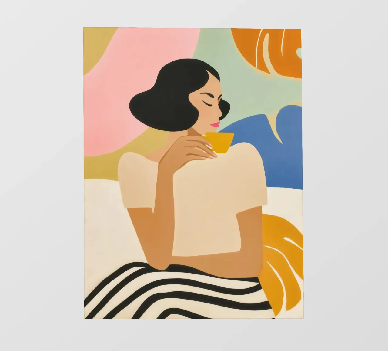 Mujer disfrutando de un espresso | Ilustración de moda lámina retroiluminada de Autofocus