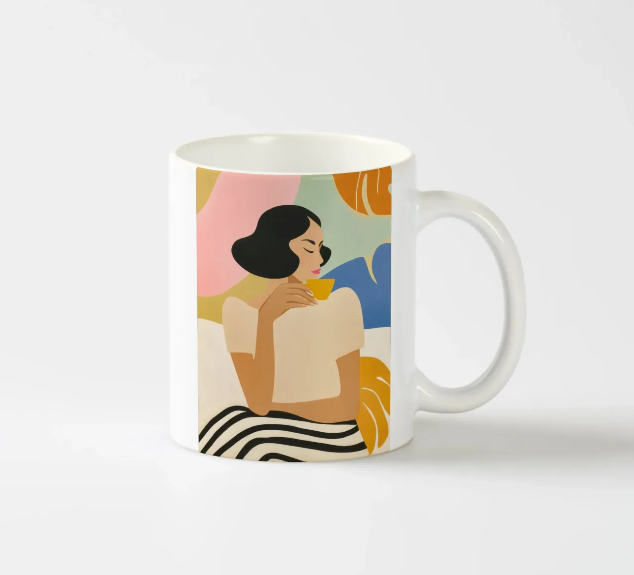 Donna che gusta un espresso | Illustrazione di tendenza tazza in ceramica da Autofocus