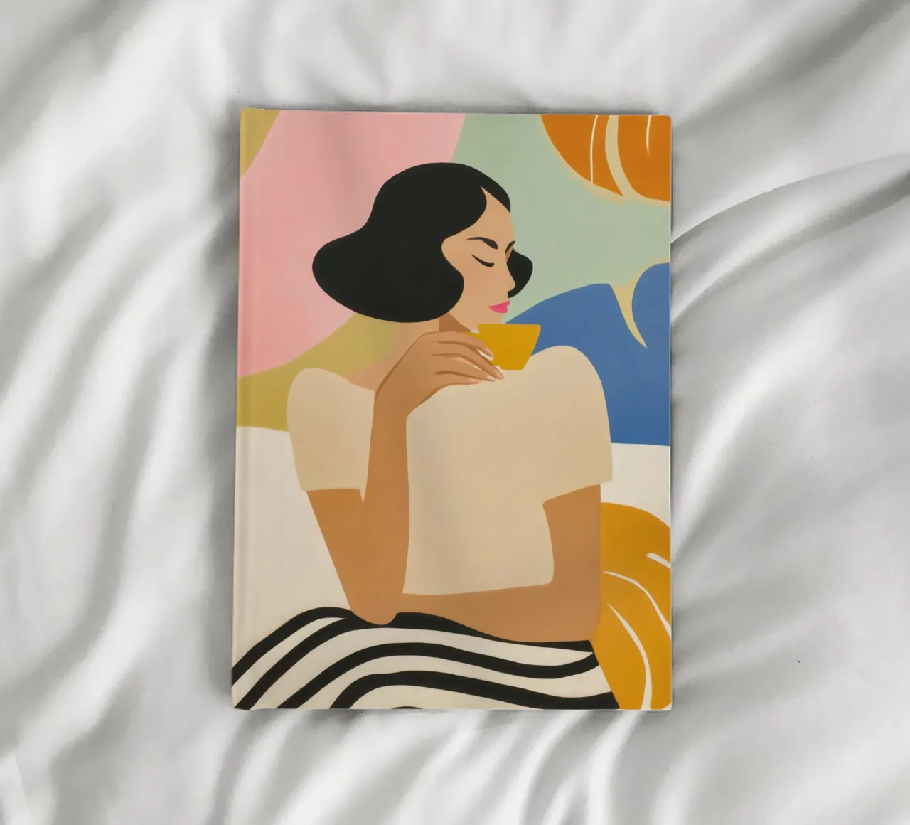 Woman enjoying an espresso | Trendy illustration notebook by Autofocus