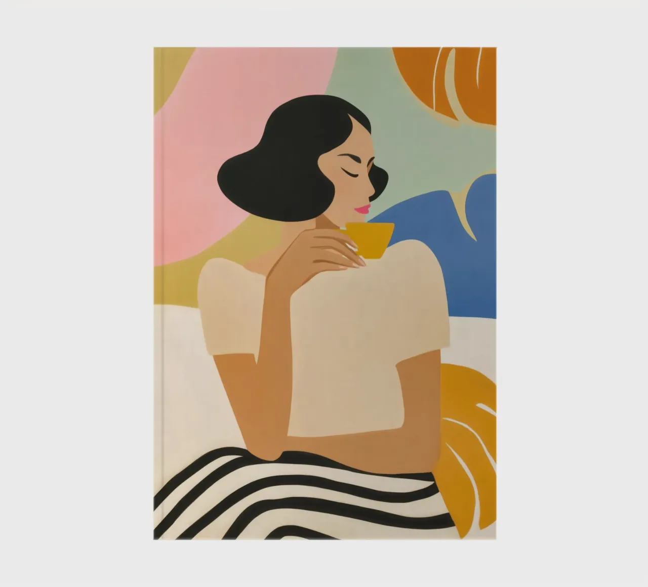 Woman enjoying an espresso | Trendy illustration notebook by Autofocus