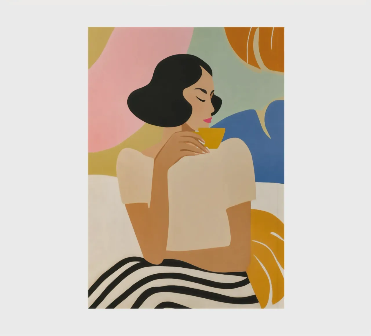 Woman enjoying an espresso | Trendy illustration notebook by Autofocus