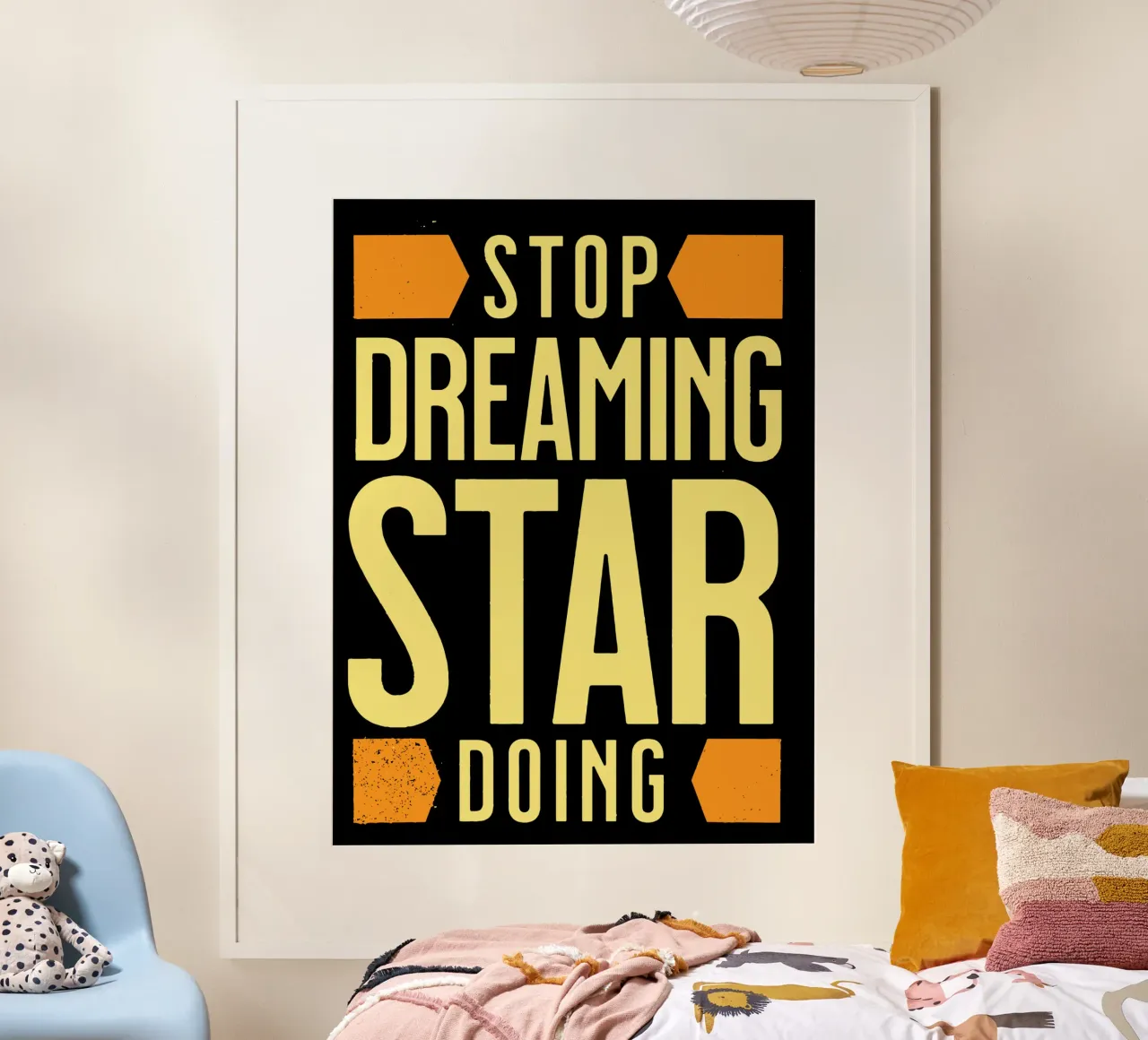 Stop Dreaming Star doing Poster mit Kunststoffrahmen von Gunawan Rb