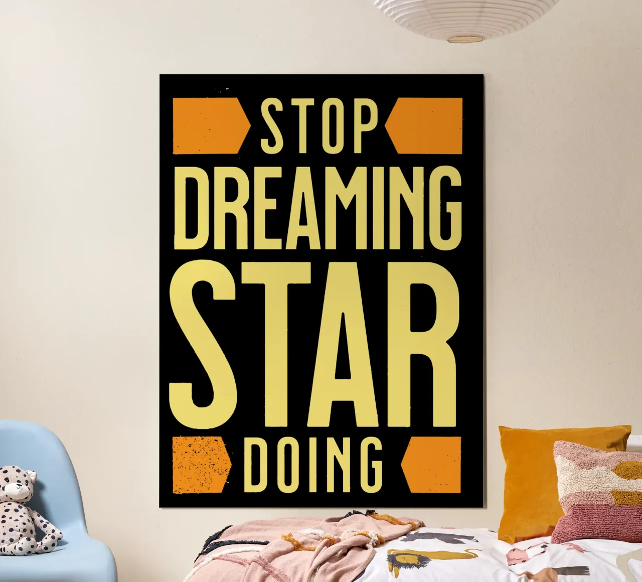 Stop Dreaming Star doing Poster mit Kunststoffrahmen von Gunawan Rb