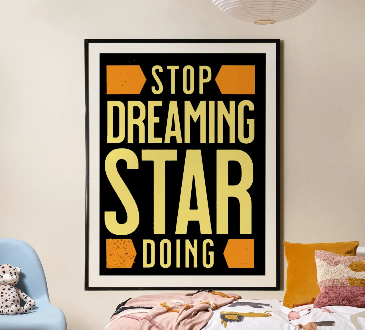 Stop Dreaming Star doing Poster mit Kunststoffrahmen von Gunawan Rb